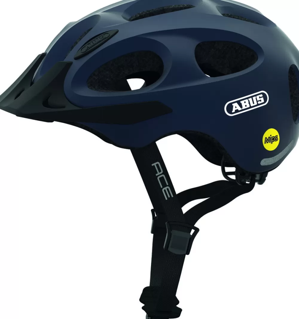 ABUS Cykeltøj Til Herre | Cykelhjelme | Youn-I ACE MIPS Hjelm M. LED Lys - Blå Metallic Blue