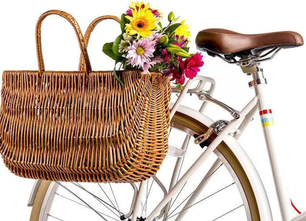 Basil Cykelkurve | Swing Wicker Shopper - Fletkurv Med Kroge