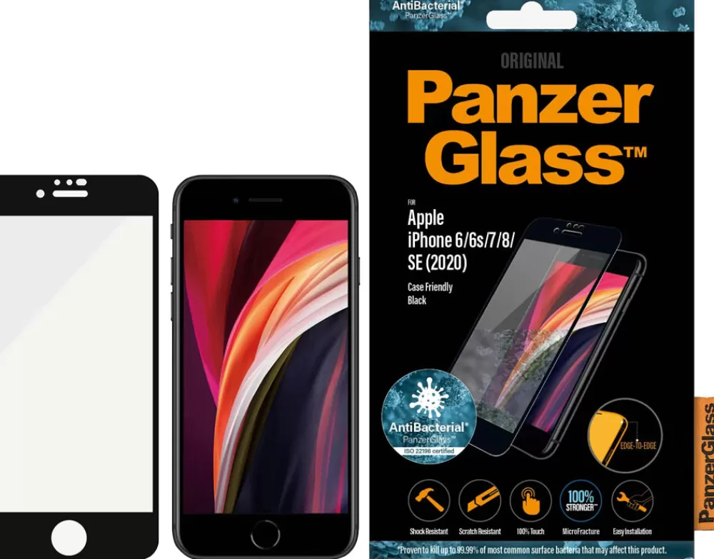 Panzerglass Mobilholdere*Apple IPhone 6/6s/7/8/SE (2020) Case Friendly, Black Beskyttelselsglas