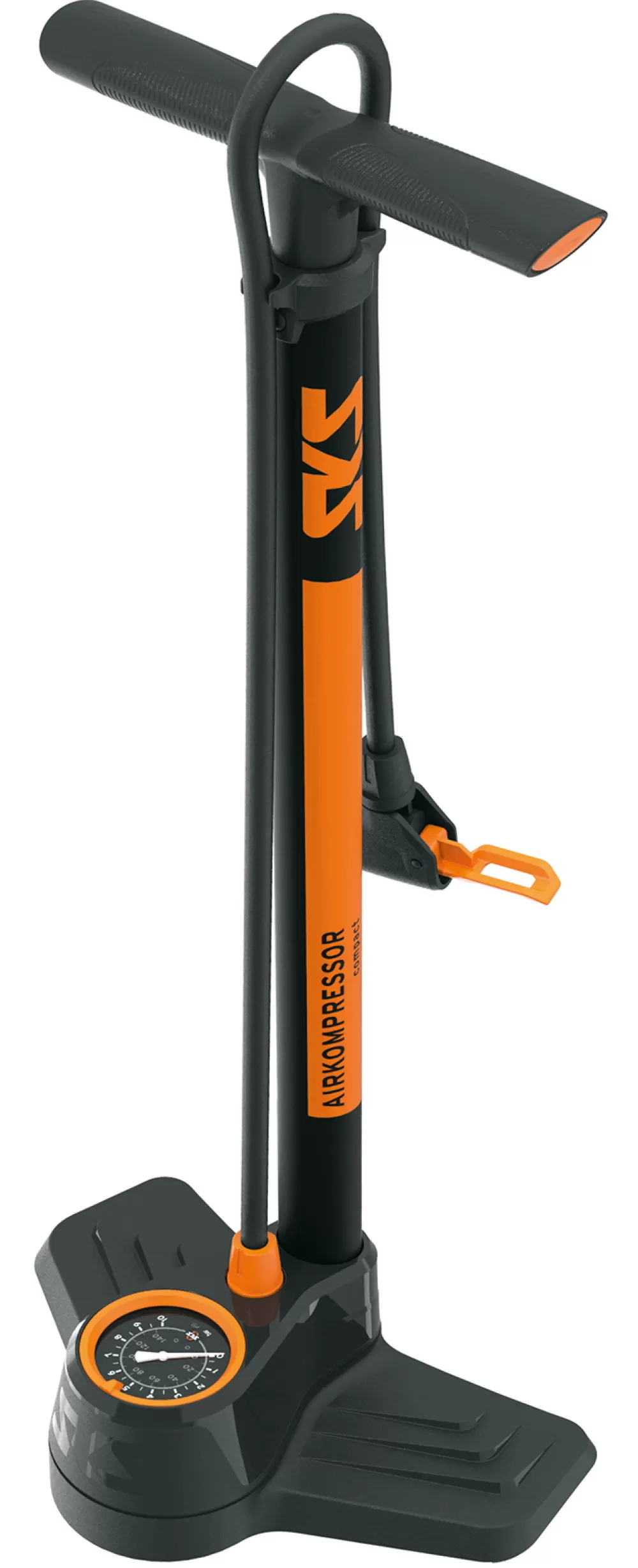 SKS Cykelpumper | Airkompressor Compact 10.0 Fodpumpe 10bar/144psi - sortorange