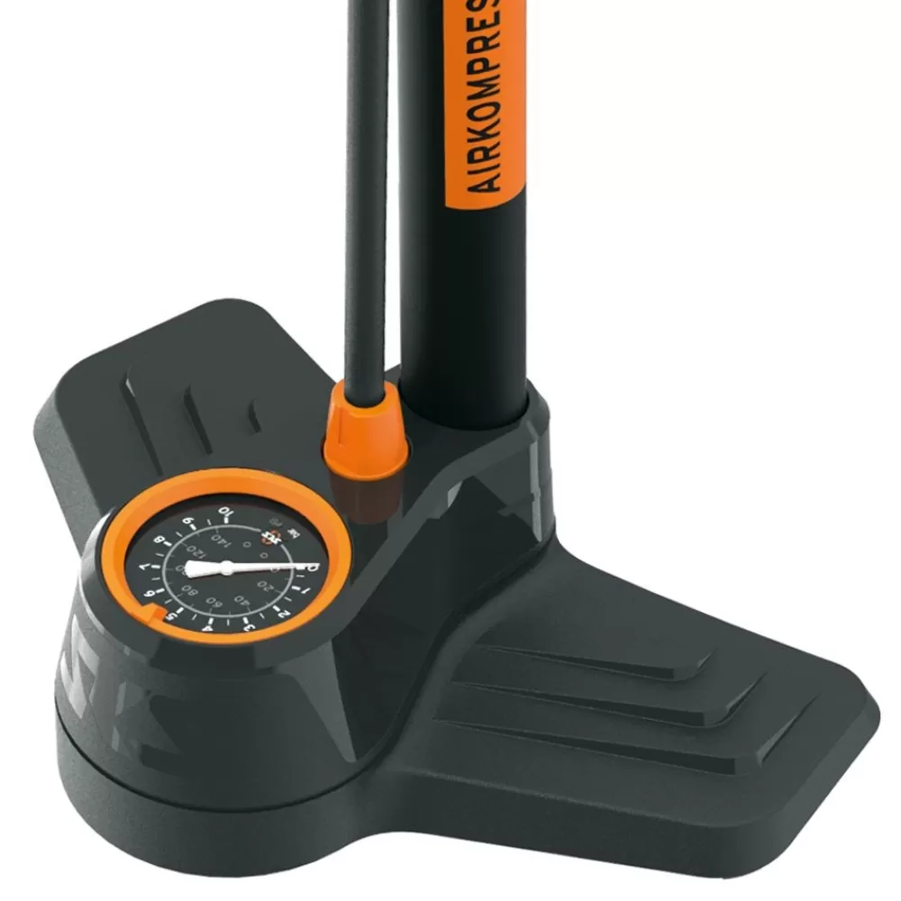 SKS Cykelpumper | Airkompressor Compact 10.0 Fodpumpe 10bar/144psi - sortorange
