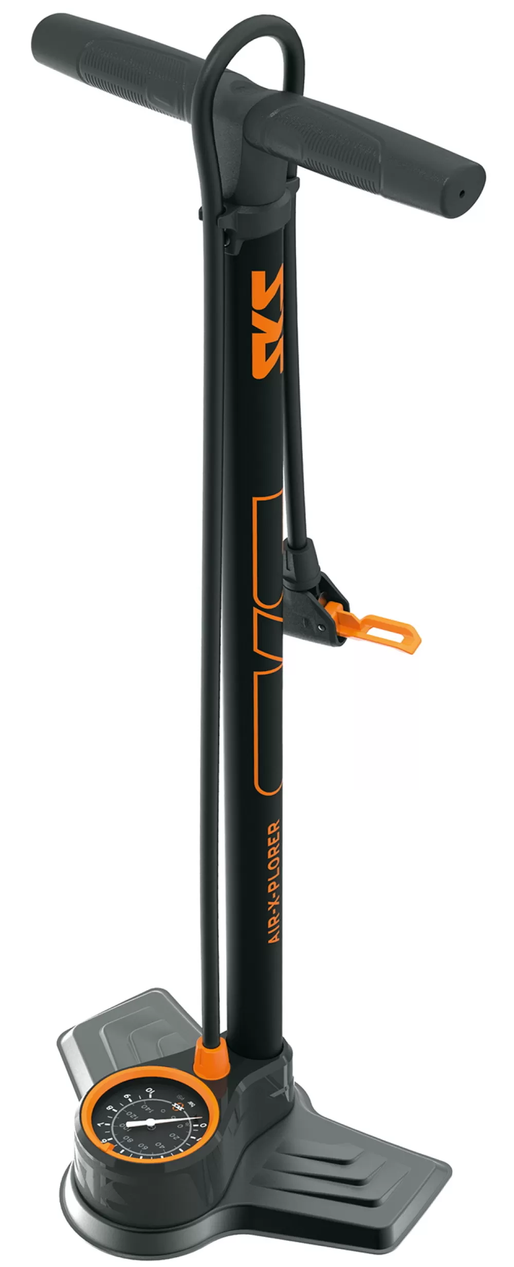 SKS Cykelpumper | Air-X-Plorer 10.0 Fodpumpe 10bar/144psi - sortorange
