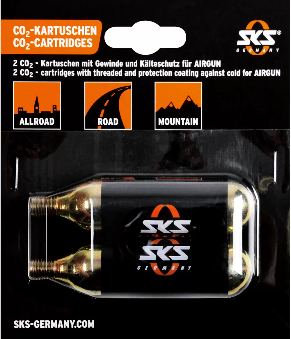 SKS Cykelpumper | Co2 Patron 16g Til AirboyAirbuster Med Gevind (2 Stk.)