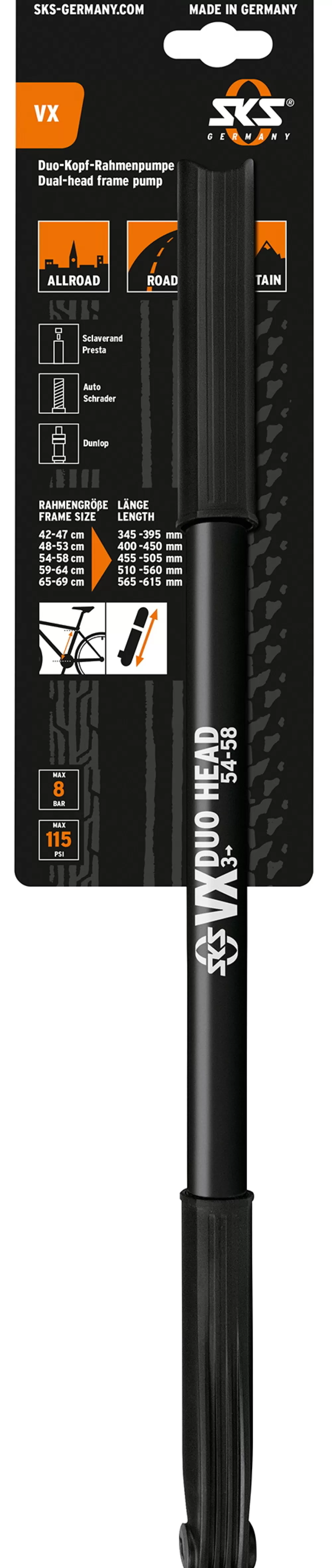 SKS Cykelpumper | VX 3 Håndpumpe 455-505mm Multi Ventil 6bar/87psi - Sort