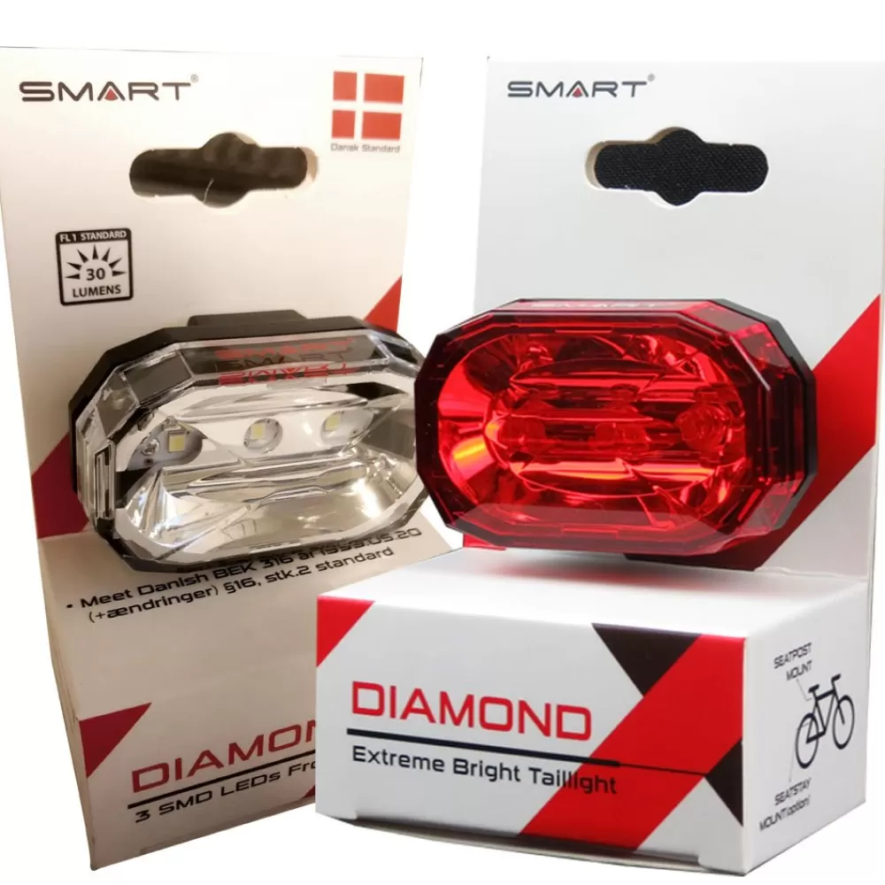 Smart Cykellygter | Diamond Super Led Lygtesæt (30 & 15 Lumens)