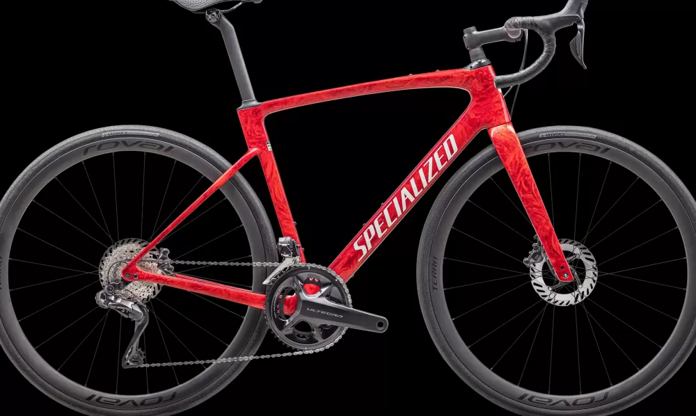 Specialized Racercykler | Roubaix SL8 Pro 2025 - Rød Gloss Red Pearl + Fiery Red Strata/Dune White