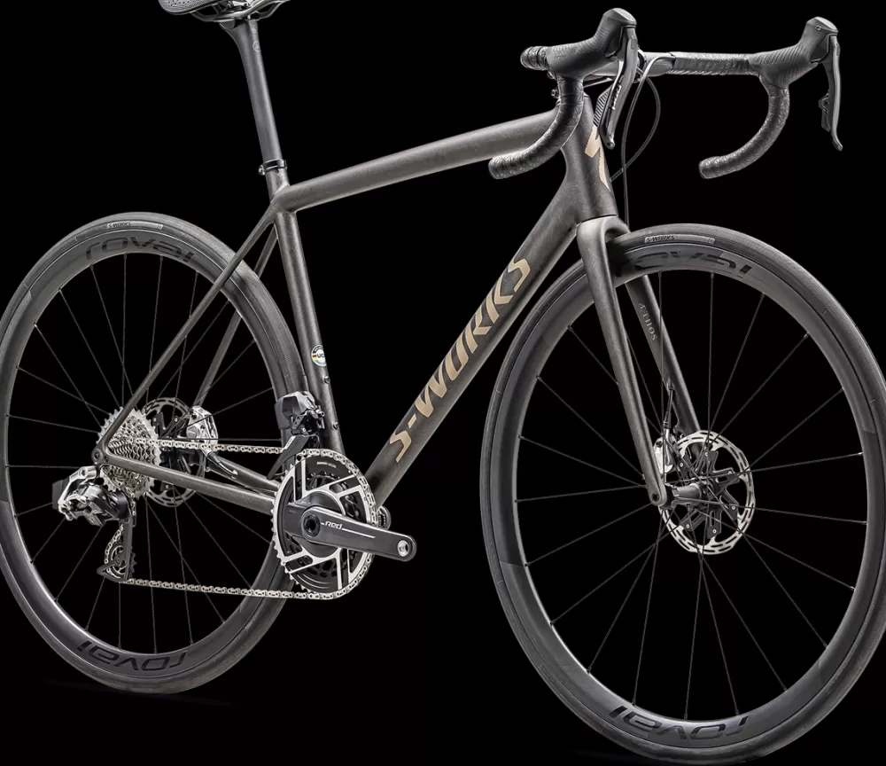 Specialized Racercykler | S-Works Aethos - SRAM RED AXS 2025 - Grå SATIN DOPPIO / GUNMETAL DRY BRUSHED / GOLD PEARL