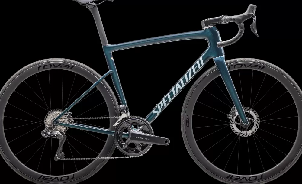 Specialized Racercykler | Tarmac SL8 Expert - Ultegra Di2 2025 - Blå Gloss Deep Lake Metallic / Green Pearl Over Seafoam