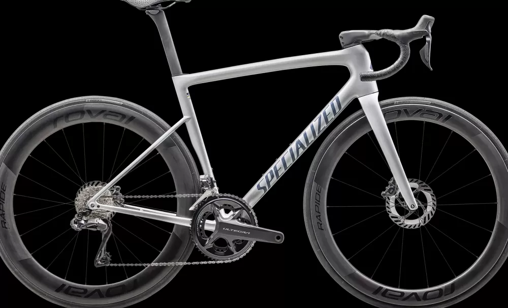 Specialized Racercykler | Tarmac SL8 Pro - Ultegra Di2 2025 - Sølv/Grå Gloss Liquid Silver / Satin Blue Pearl Over Black Liquid Metal